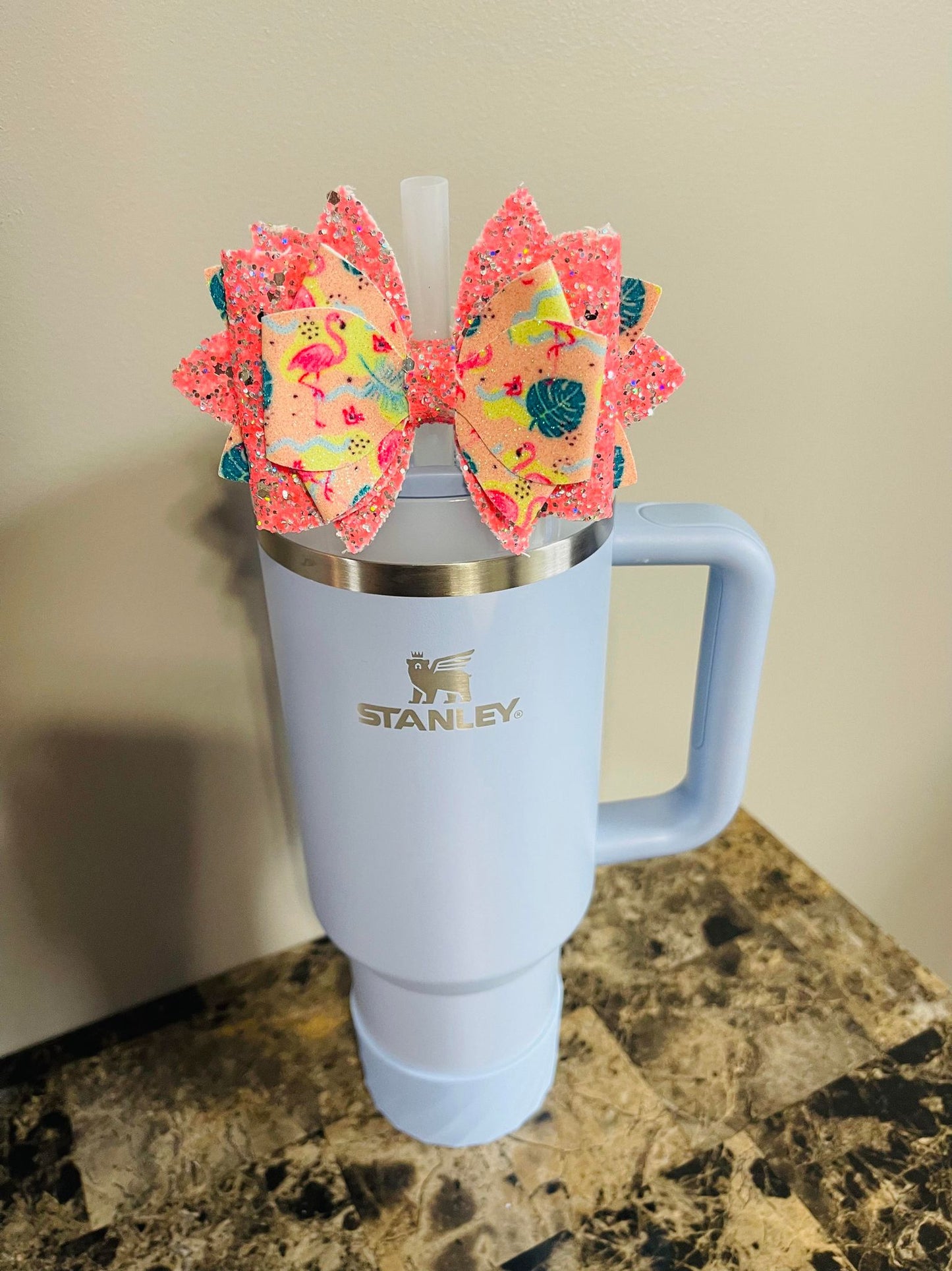 Flocking Peach Flamingo Bow