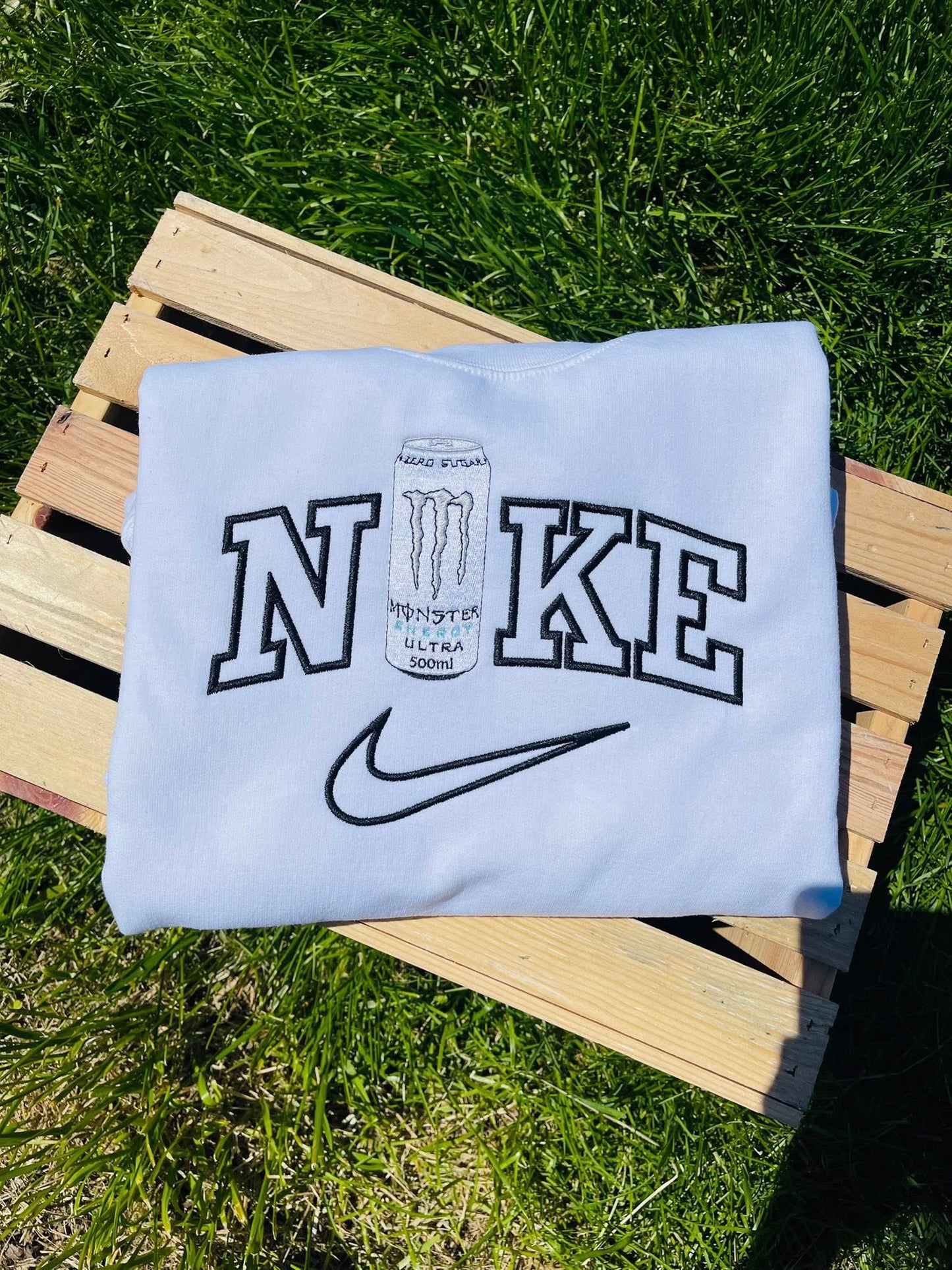 White Monster Swoosh Embroidered Sweatshirt