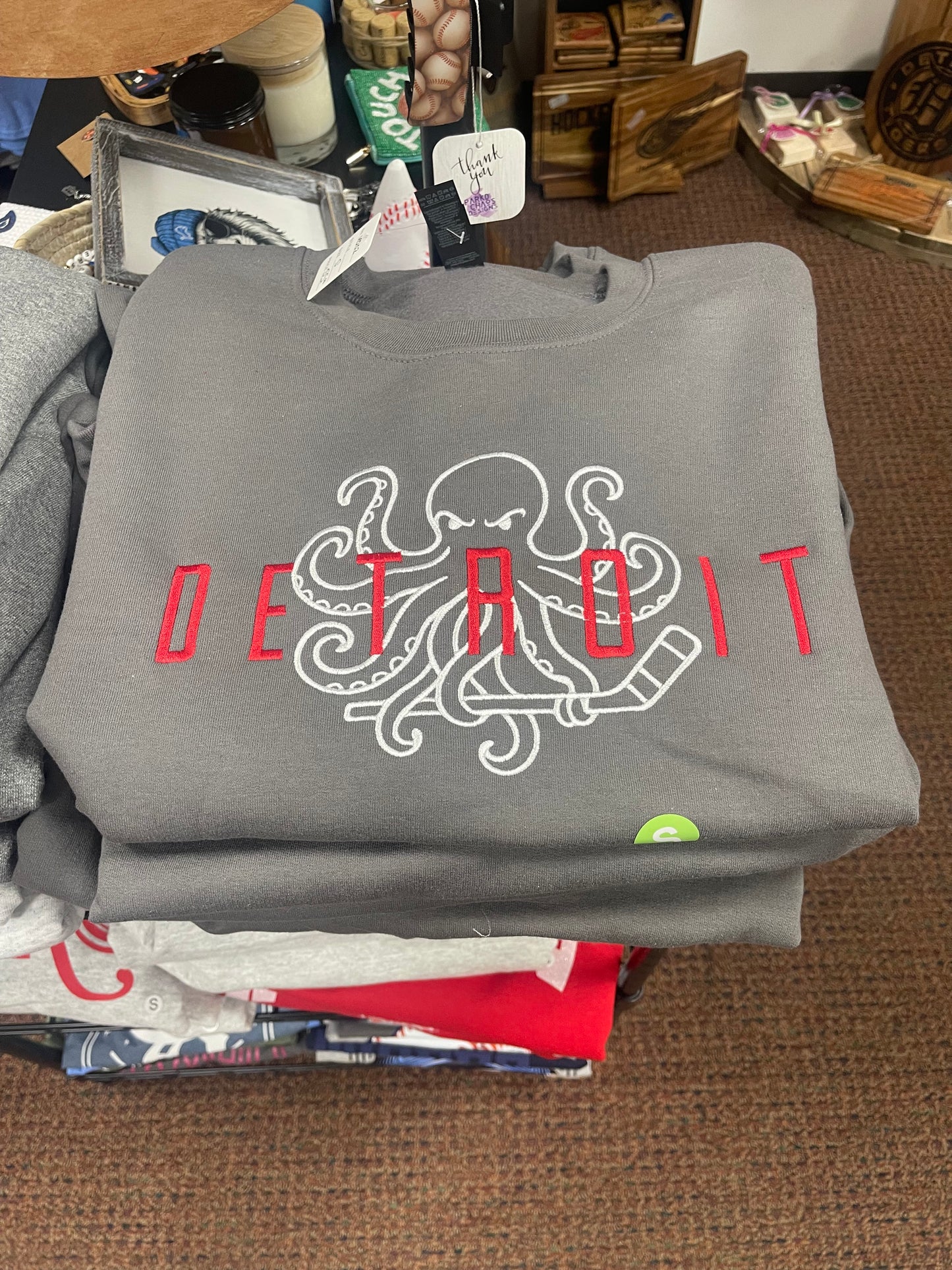 Detroit wings octopus Hockey Embroidered Sweatshirt