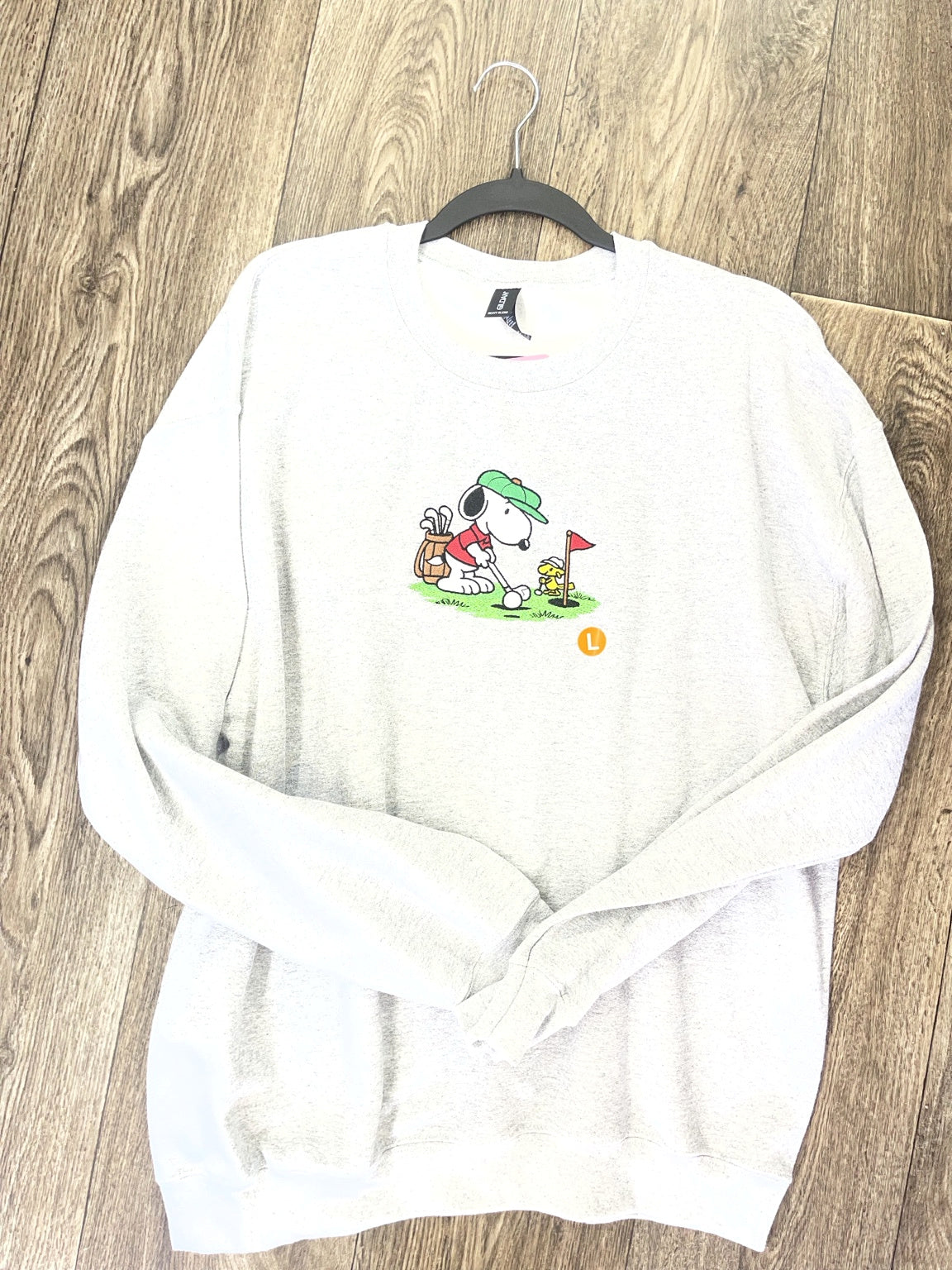 Sports gray embroidered golfing dog sweatshirt
