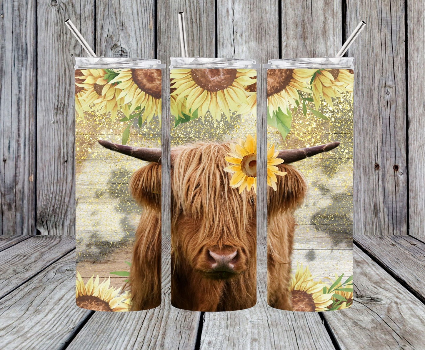 Sunflower Highland Cow