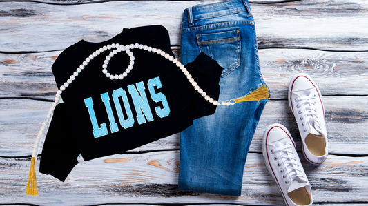 Lions Glitter Embroidered Crewneck
