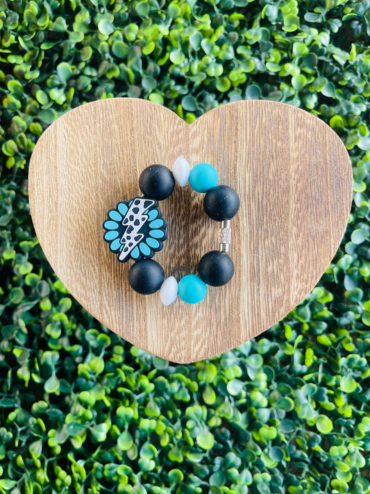 Country lighting bolt teal handle charm