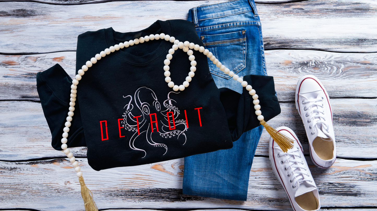 Detroit Hockey Embroidered Sweatshirt