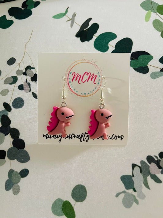 Pink Dino Earrings