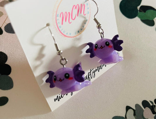 Purple Axolotl Earrings