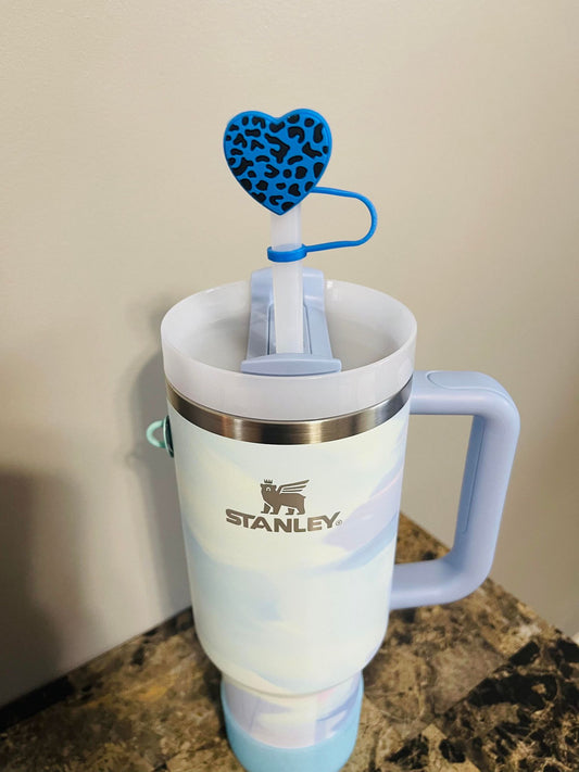 BLUE LEOPARD STRAW TOPPER