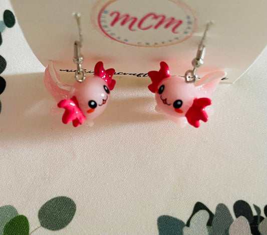 Pink Axolotl Earrings