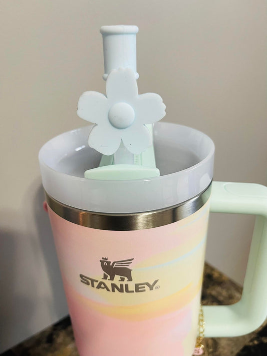 LIGHT BLUE FLOWER STRAW TOPPER