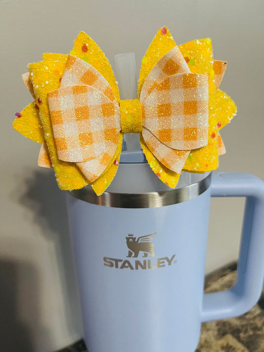 Checkered Yellow Bow