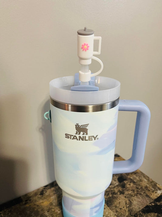 WHITE MINI TUMBLER STRAW TOPPER