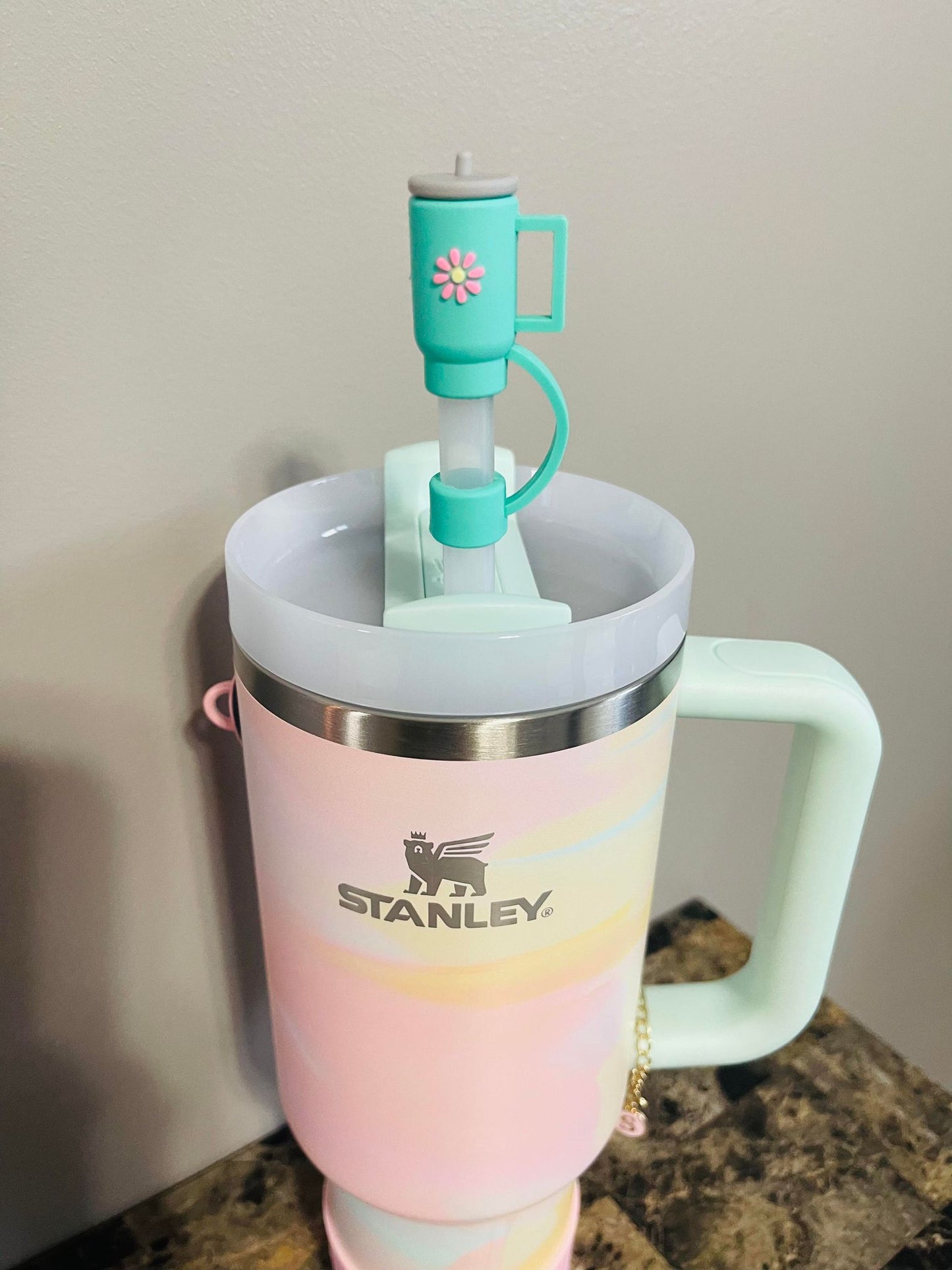 TEAL MINI TUMBLER STRAW TOPPER