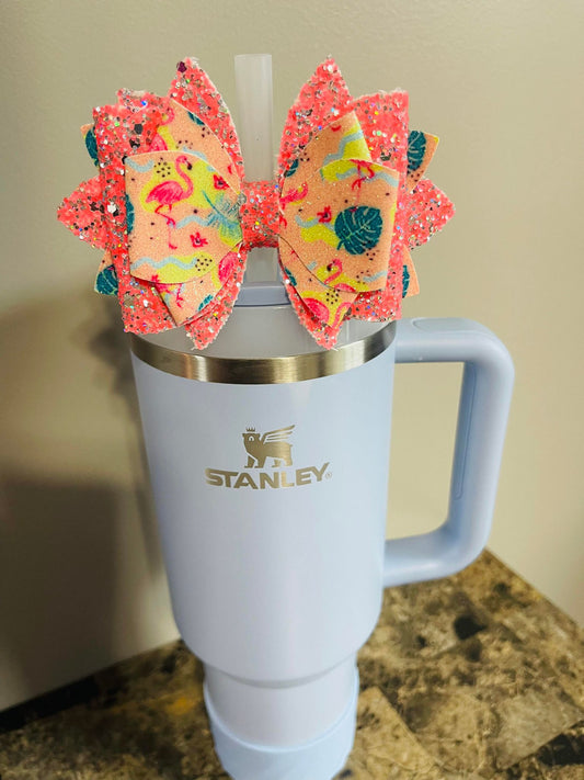 Flocking Peach Flamingo Bow