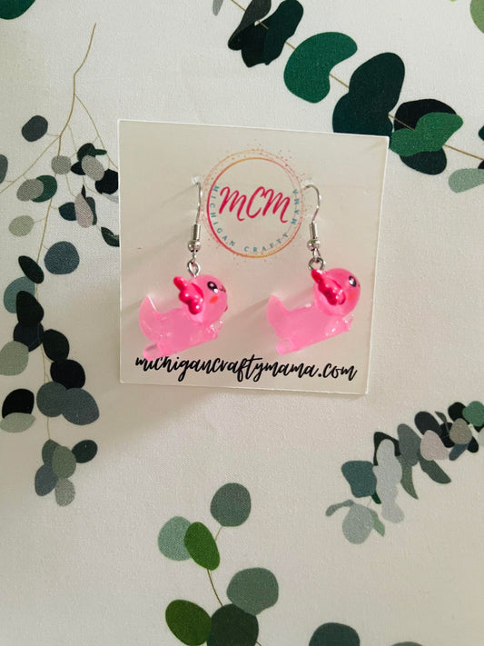Clear Pink Axolotl Earrings