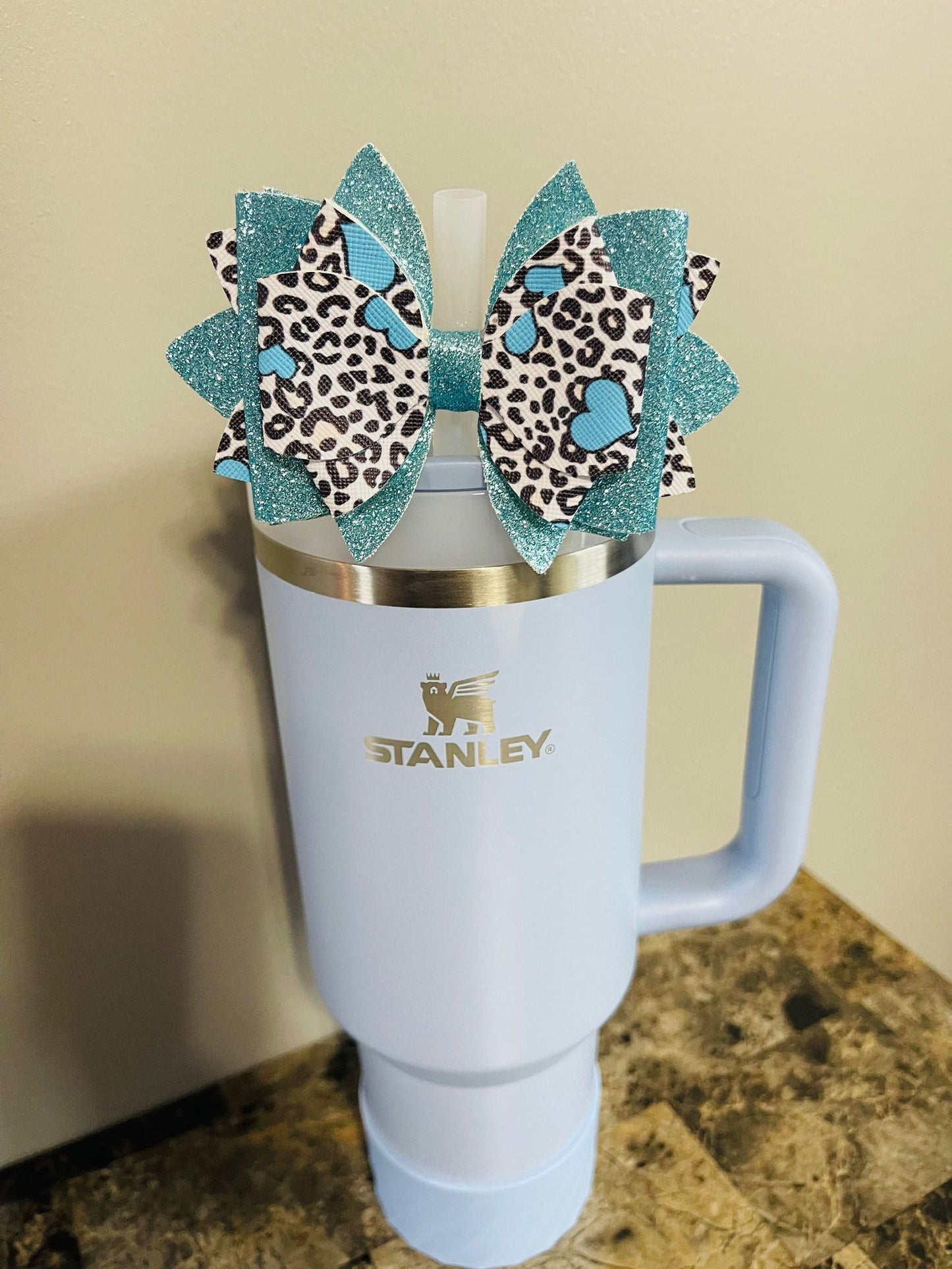 Animal Print Heart Bow