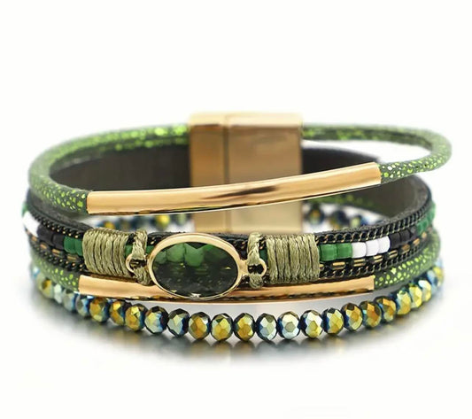 Green Stone Wrap Bracelet