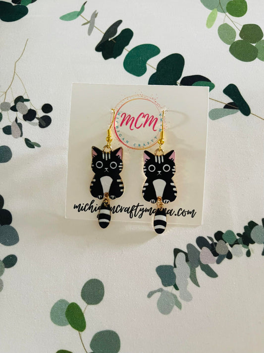 Black Cat Earrings (Tail Swings)