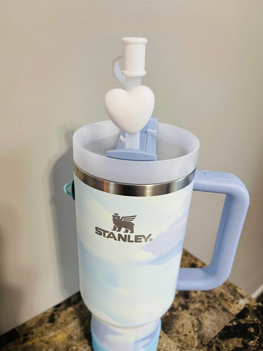 WHITE HEART STRAW TOPPER