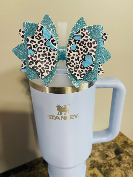 Animal Print Heart Bow