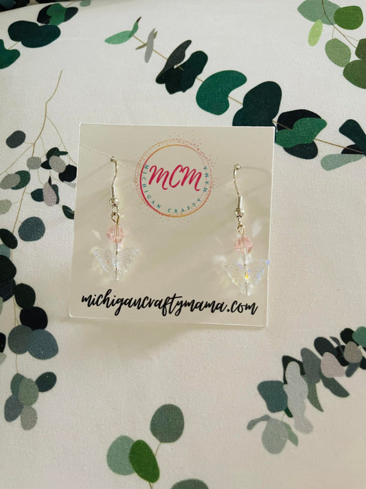 Clear Butterfly Earrings