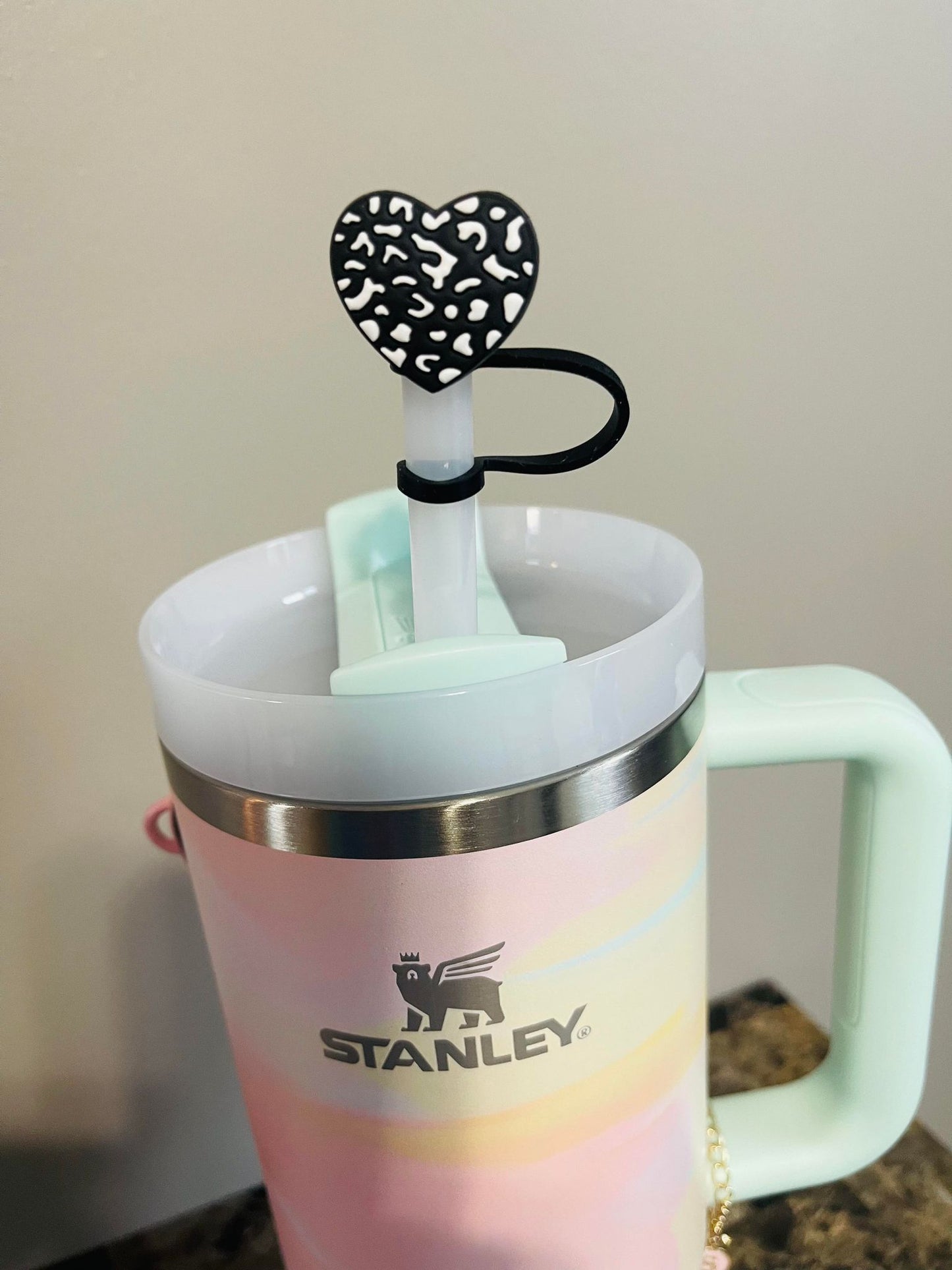 BLACK LEOPARD STRAW TOPPER