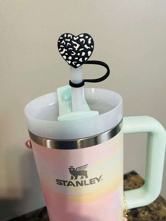 BLACK LEOPARD STRAW TOPPER