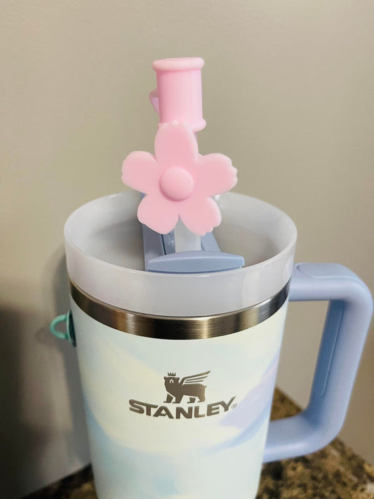 LIGHT PINK FLOWER STRAW TOPPER
