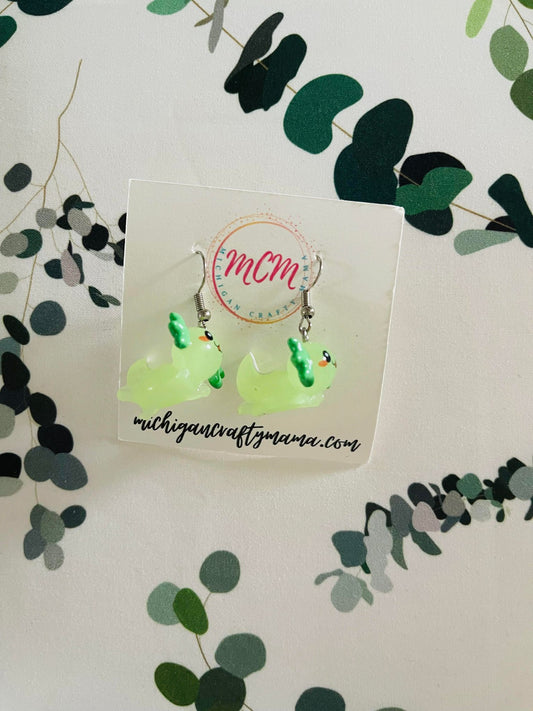 Green Axolotl Earrings