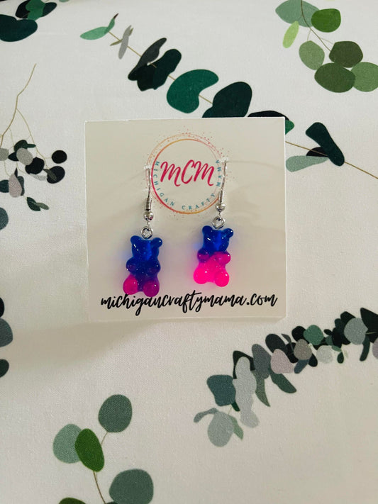 Gummy Bear Pink & Blue Earrings