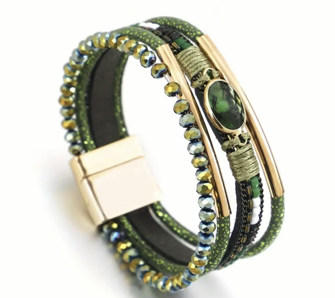 Green Stone Wrap Bracelet