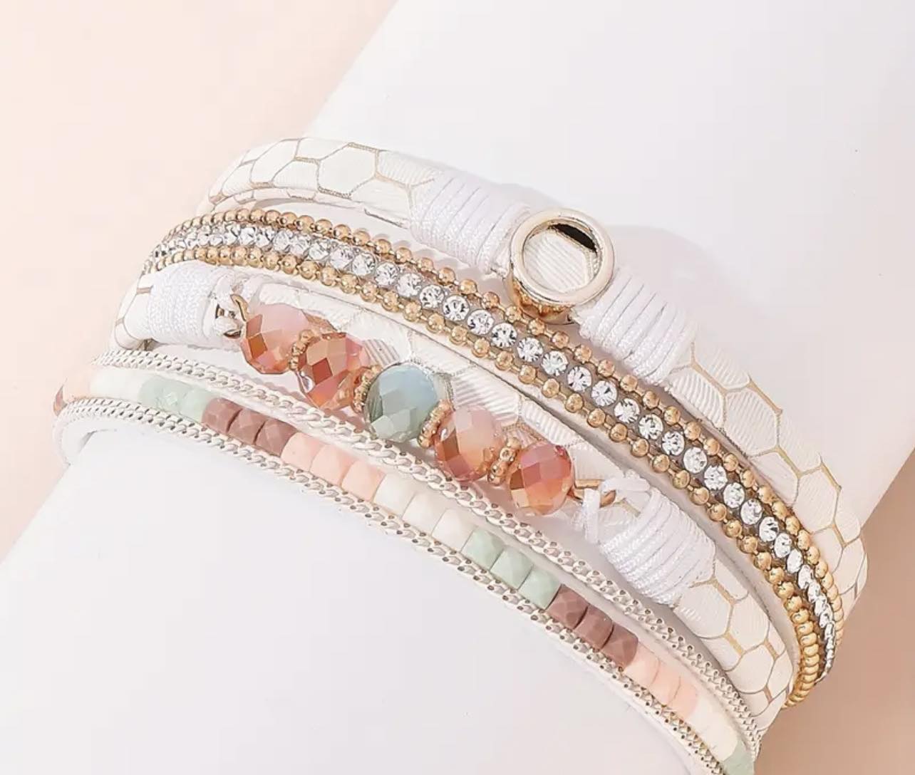 White Stone Wrap Bracelet