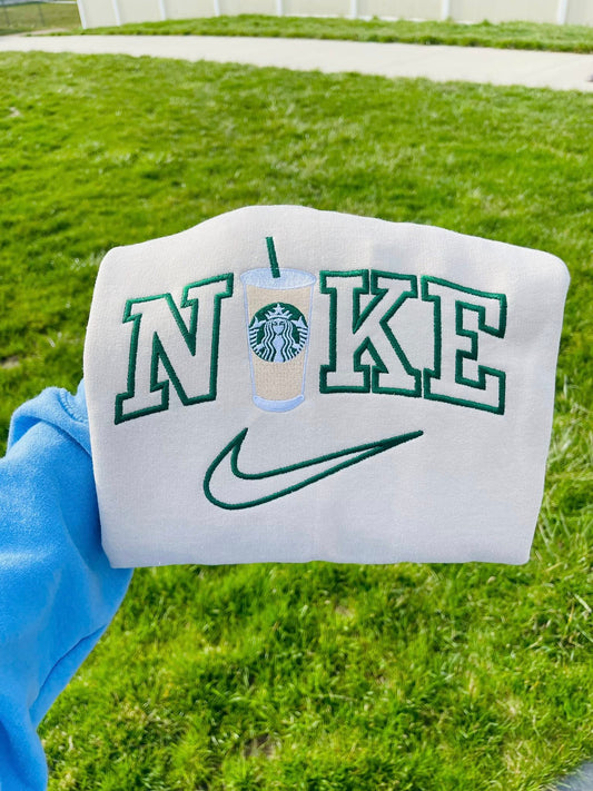 Starbies Coffee Swoosh Embroidered Sweatshirt