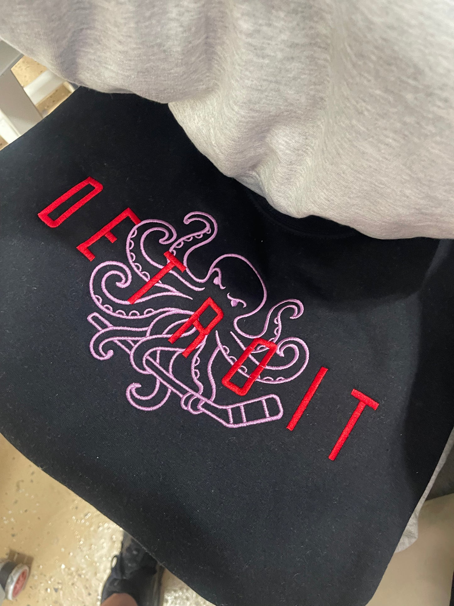 Detroit wings octopus Hockey Embroidered Sweatshirt