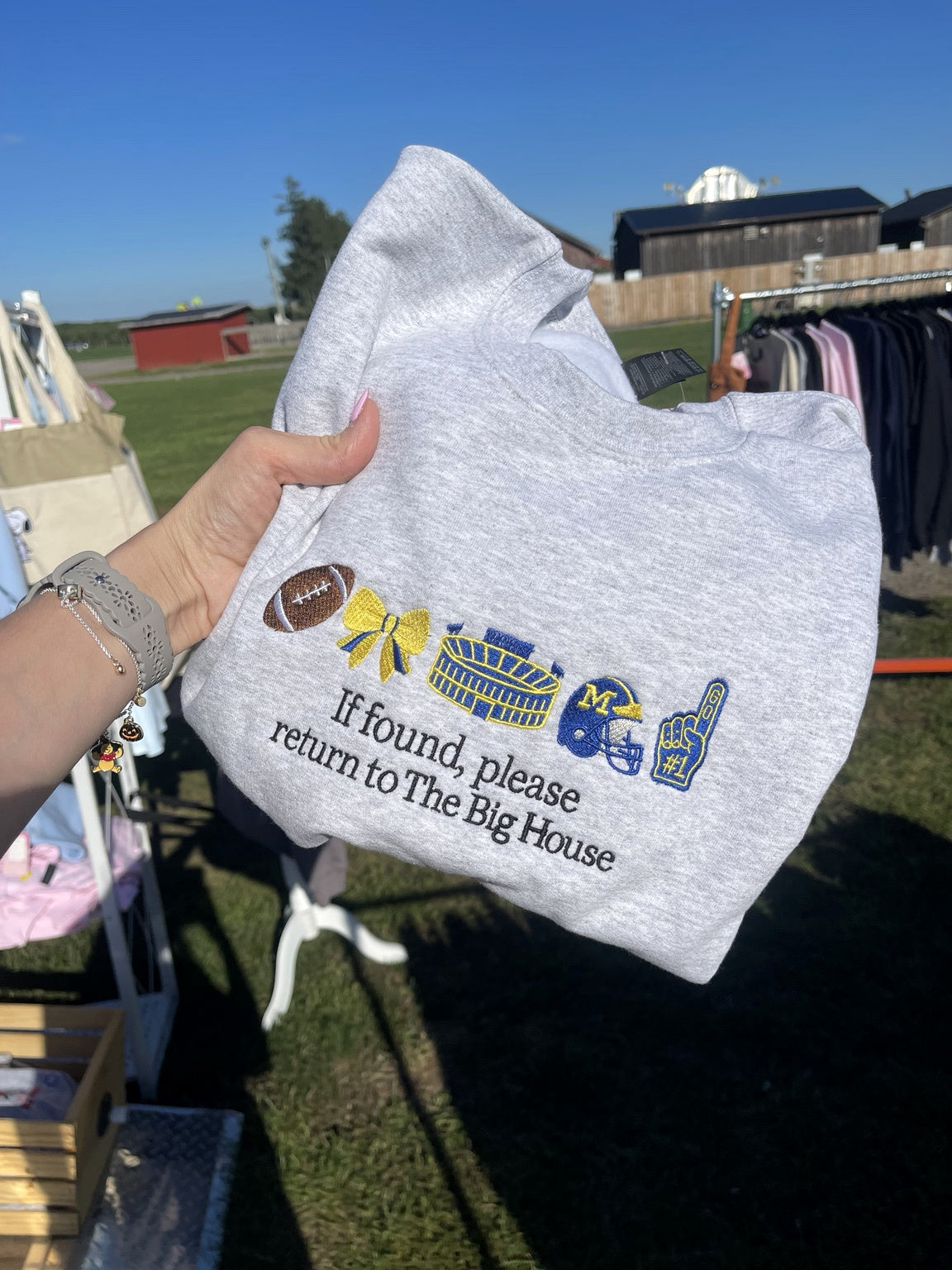 Gray football homecoming embroidered sweatshirt