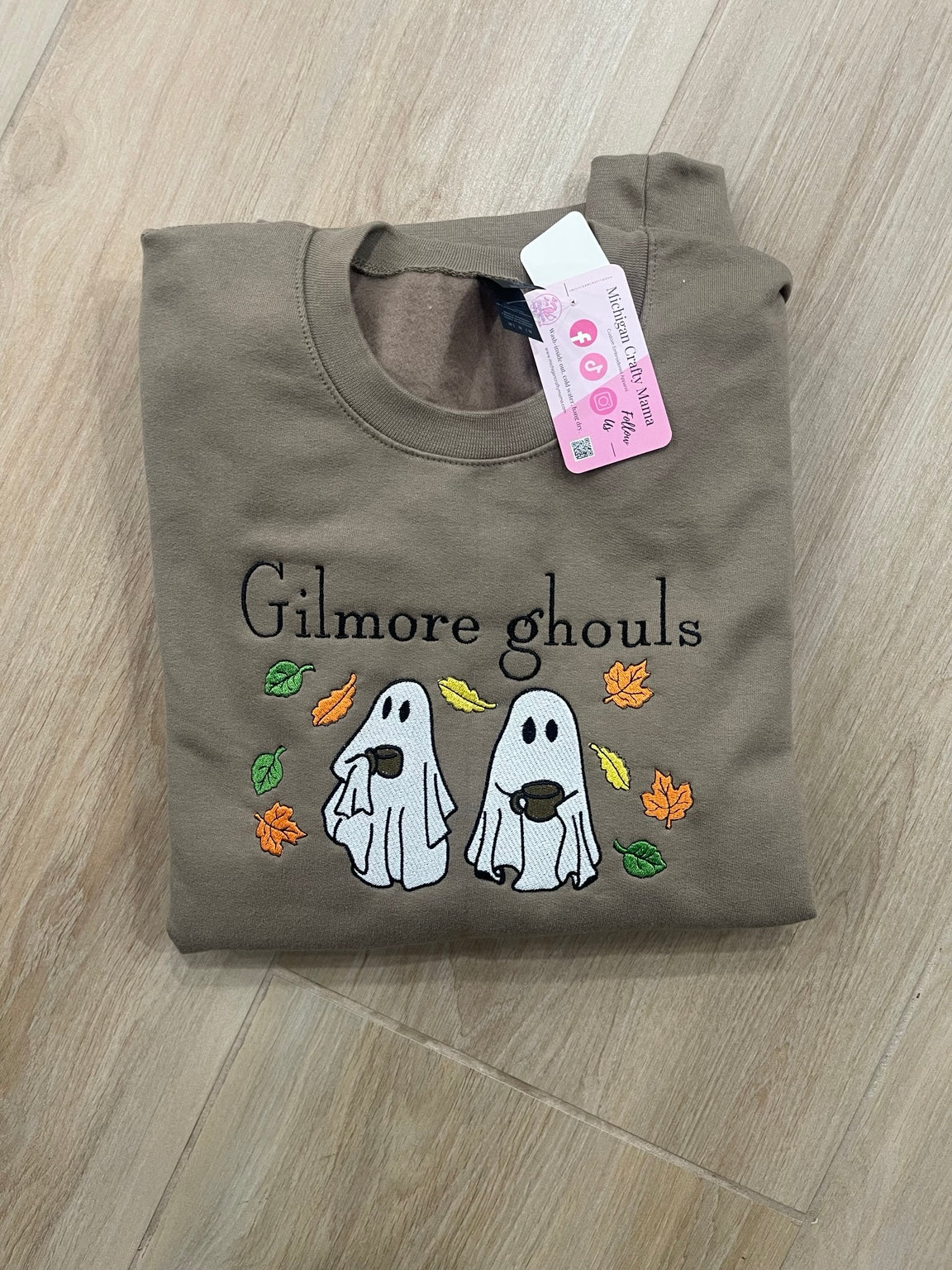 Brown embroidered coffee ghouls sweatshirt