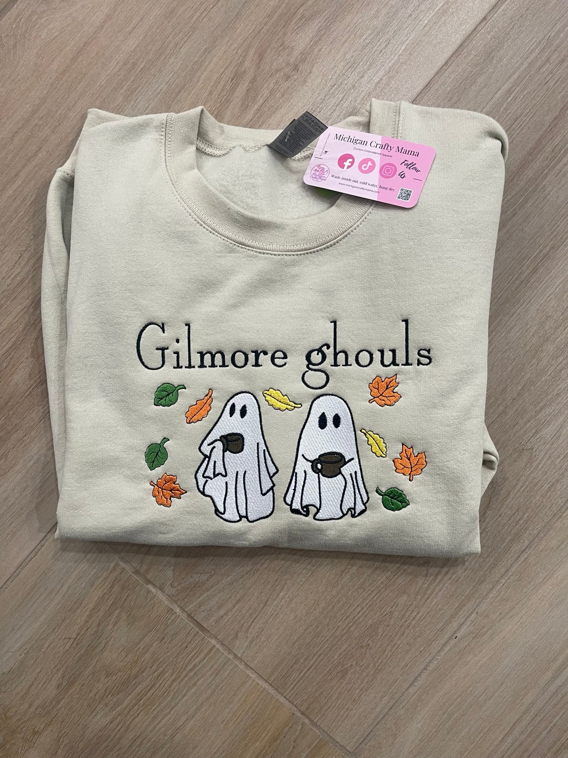 Sand embroidered coffee ghouls sweatshirt