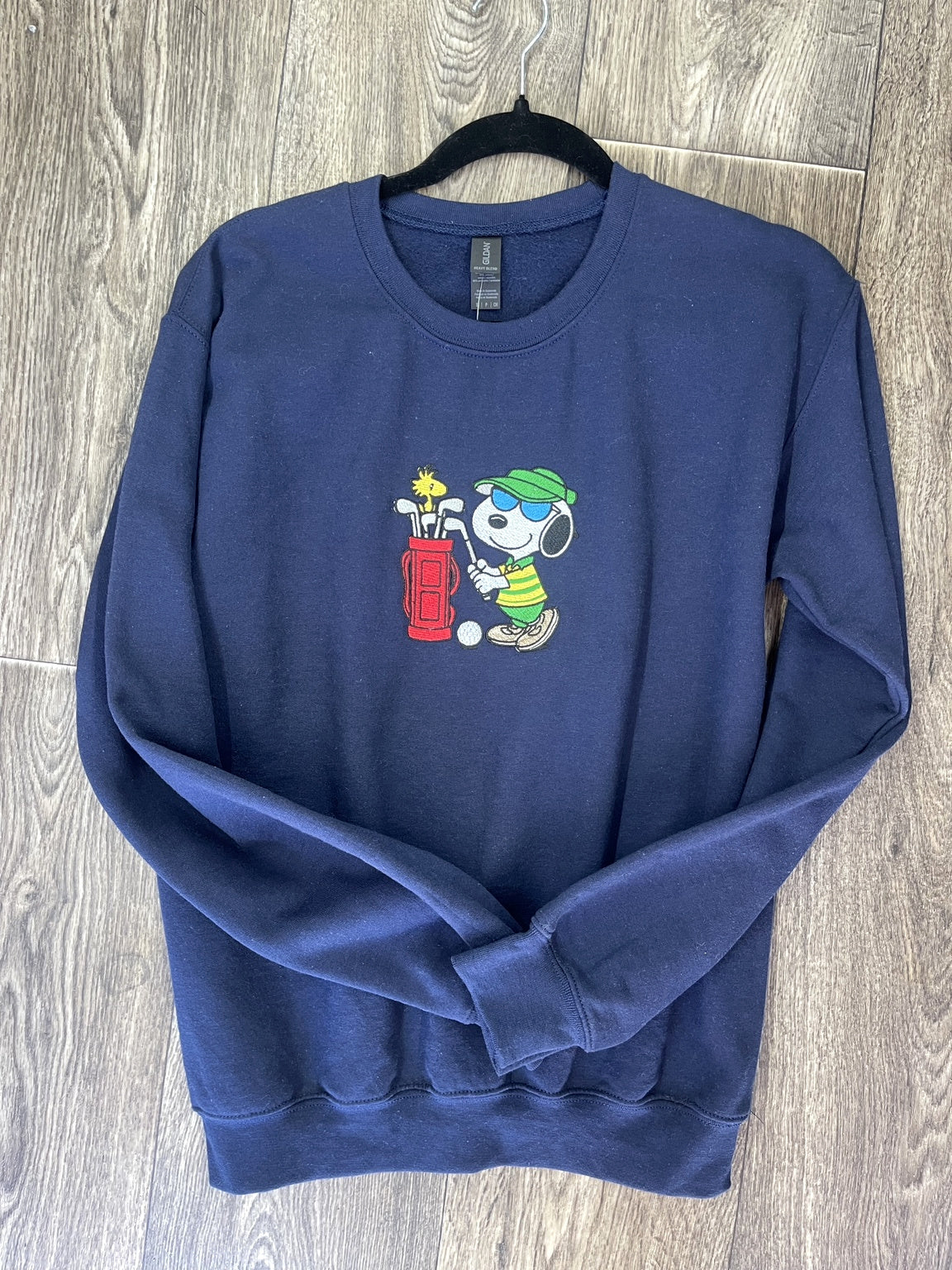 Navy embroidered golf day dog sweatshirt