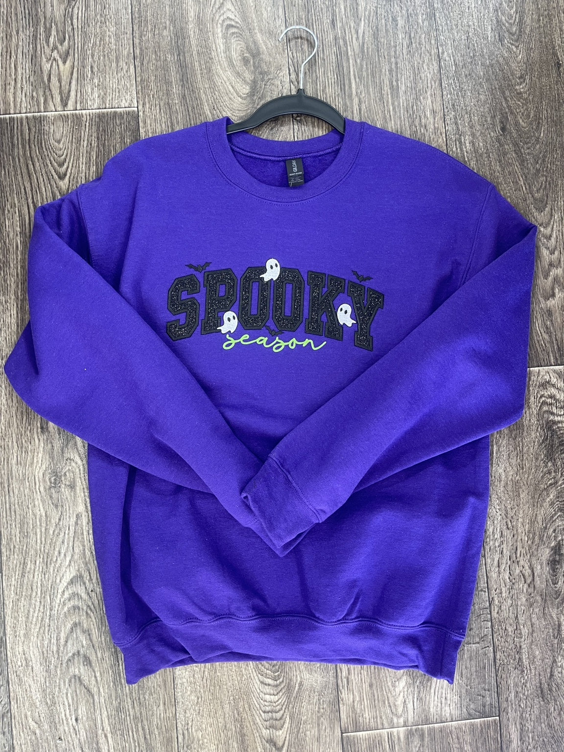 Purple Spooky Season glitter crewneck sweatshirt